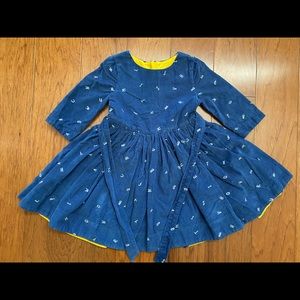 Mini Boden size 3-4 years Alphabet/book corduroy blue toddler girls dress